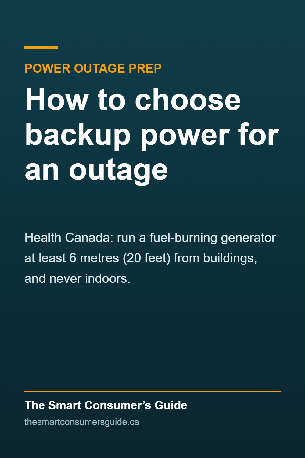 Graphic: Health Canada says to run a fuel-burning generator at least 6 metres (20 feet) from buildings and never indoors.