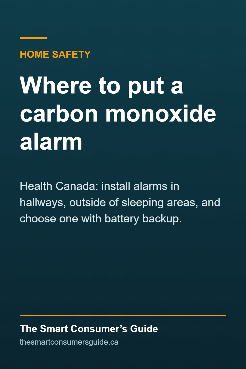 Graphic: Health Canada says to install carbon monoxide alarms in hallways, outside of sleeping areas, and to choose one with battery backup.