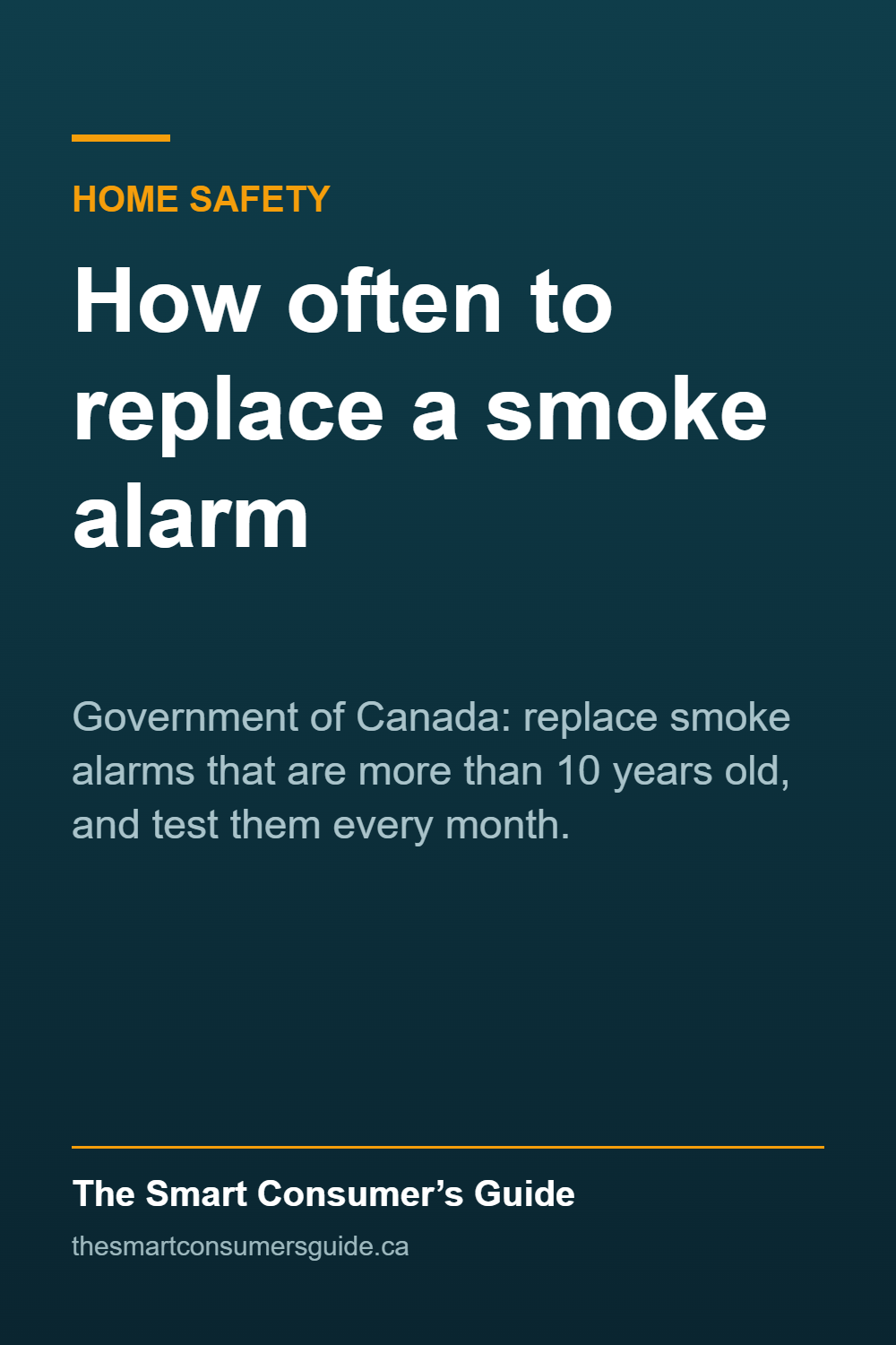 Graphic: the Government of Canada says to replace smoke alarms that are more than 10 years old and to test them every month.