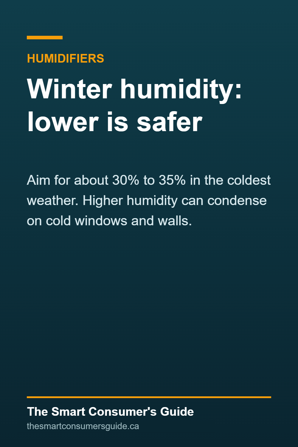 Graphic: in the coldest weather, aim for about 30 to 35 percent indoor humidity, because higher humidity can condense on cold windows and walls.